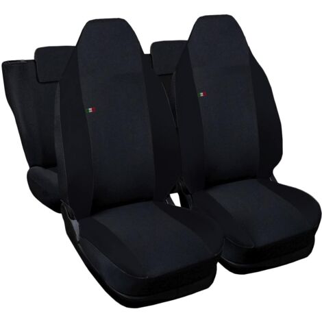 Lupex shop - Coprisedili Auto Compatibili per Smart ForFour, Made In Italy, anteriori con copri poggiatesta incluso, e posteriori , tessuto poliestere, Nero - Nero