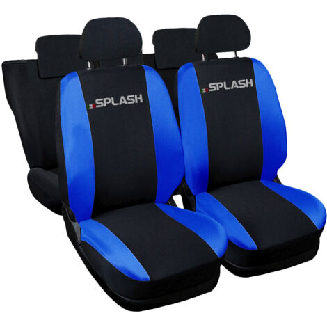 Lupex shop - Coprisedili Auto Compatibili per Splash, Made In Italy, set di copri sedili anteriori e posteriori con copri poggiatesta incluso, tessuto poliestere, colore - Nero - Blu Royal