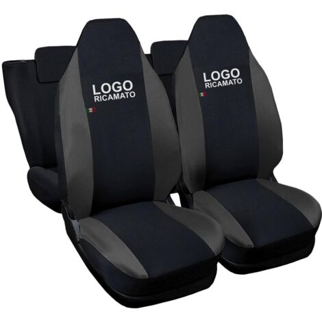 Lupex shop - Coprisedili Auto Compatibili per UP, Made In Italy, anteriori e posteriori con copri poggiatesta incluso, tessuto poliestere, Nero - Grigio Scuro