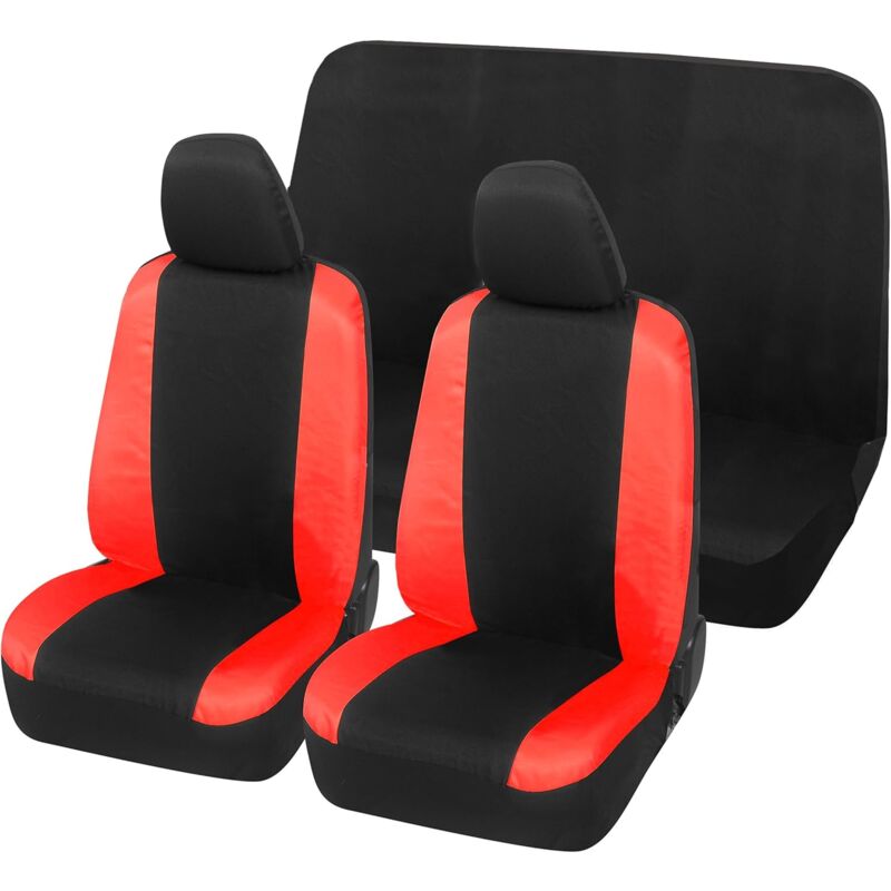 Image of Lupex Shop – Coprisedili auto universali, compatibili per 600, anteriori e posteriori, no logo, in Policotone, Nero/Rosso