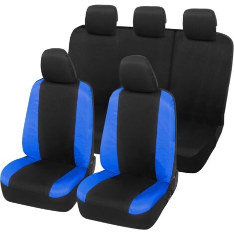 Lupex Shop – Coprisedili auto universali, compatibili per Duster, anteriori e posteriori, NO LOGO, in Policotone, Nero/Blu Royal