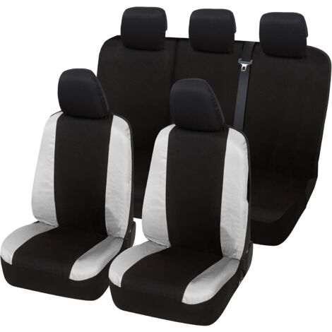 Lupex Shop – Coprisedili auto universali, compatibili per Fiesta, anteriori e posteriori, NO LOGO, in Policotone, Nero/Grigio Chiaro