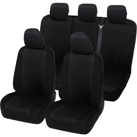 Lupex Shop – Coprisedili auto universali, compatibili per Fiesta, anteriori e posteriori, NO LOGO, in Policotone, Nero/Nero