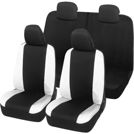 Lupex Shop – Coprisedili auto universali, compatibili per Panda Easy, anteriori e posteriori (50/50), NO LOGO, in Policotone, Nero/Bianco