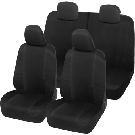 Lupex Shop – Coprisedili auto universali, compatibili per Panda Easy, anteriori e posteriori (50/50), NO LOGO, in Policotone Nero/Nero