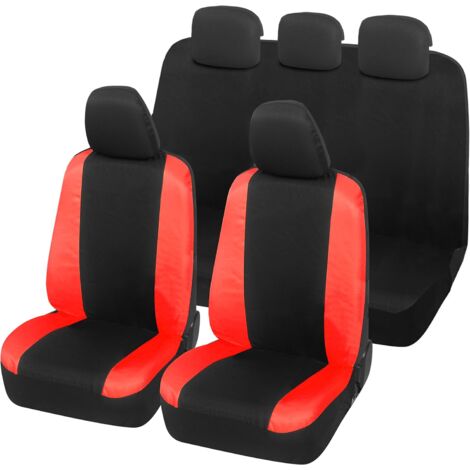 Lupex Shop – Coprisedili auto universali, compatibili per Panda Easy, anteriori e posteriori (intero), NO LOGO, in Policotone, Nero/Rosso