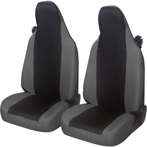 Lupex Shop – Coprisedili auto universali, compatibili per, per Smart, coppia anteriore, NO LOGO, in policotone, colore, Nero/Grigio Scuro