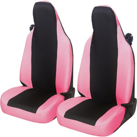 Lupex Shop – Coprisedili auto universali, compatibili per, per Smart, coppia anteriore, NO LOGO, in policotone, colore, Nero/Rosa