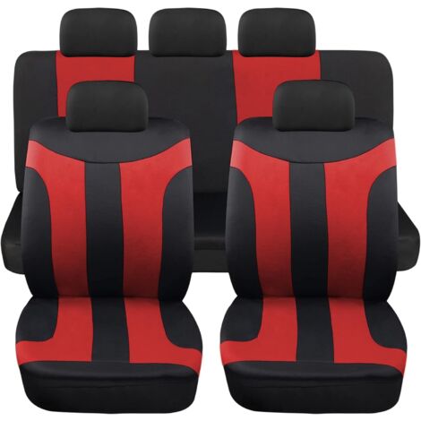 Lupex shop - Coprisedili auto universali modello LS05, set anteriori e posteriori, NO SUV, colore Rosso