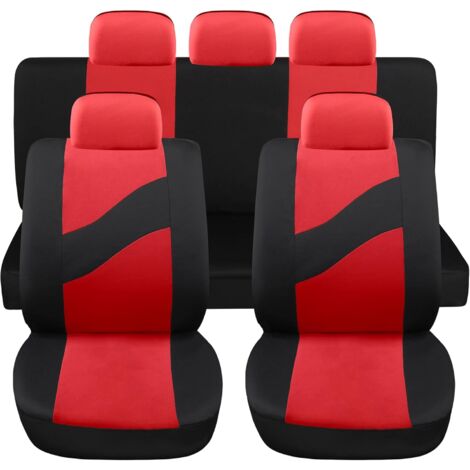 Lupex shop - Coprisedili auto universali modello LS08, set anteriori e posteriori, NO SUV, colore Rosso