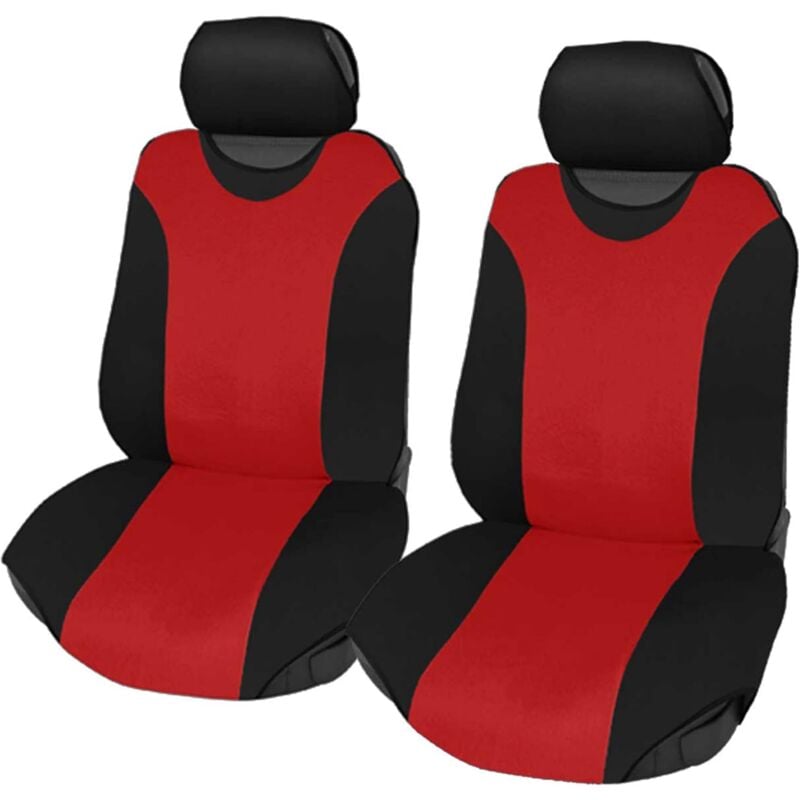 Image of Lupex Shop - Coprisedili coppia anteriore per auto, universali adattabili, tessuto poliestere, No Suv (mod. R1) colore - Rosso