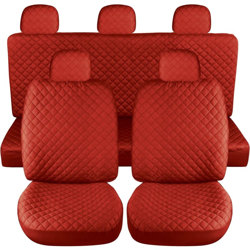 Image of Lupex shop - Coprisedili per auto universali mod. A21, tessuto poliestere trapuntato, anteriore e posteriore, colore - Rosso