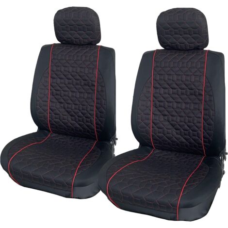 Lupex Shop – Coprisedili universali per auto, coppia anteriore, Tessuto in  Gambardina, Poggiatesta fisso o rimovibile (Nero con linea Rossa)
