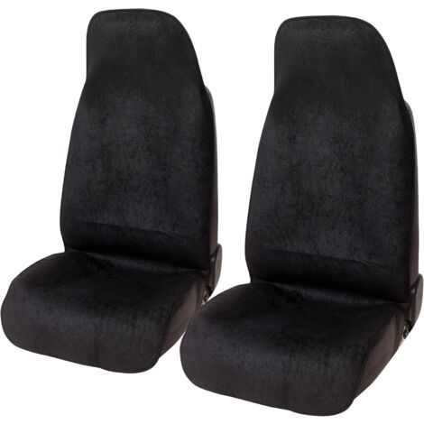 Lupex Shop - Coprisedili universali per auto e furgone, coppia anteriore (2 pezzi) Antiscivolo, Protezione e copertura per Guidatore e Passeggero, colore nero cod. LS51