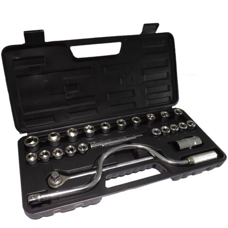 Lupex Shop - Kit valigetta chiavi a criccetto/ bussola in acciaio speciale 25 pezzi 1242B - EG10500