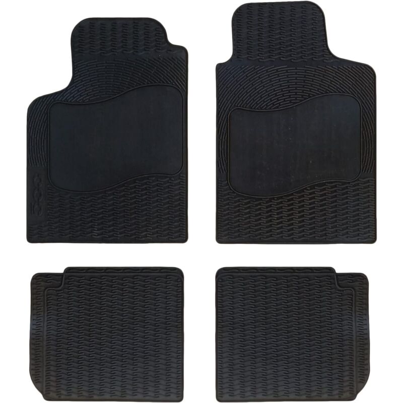 Image of Lupex shop - Set da 4 tappetini in gomma per auto compatibili per 500, adatto a tutte le stagioni, nero, sagomati anteriori e posteriori, mod. 1