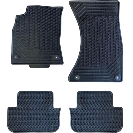 Lupex shop - Set da 4 tappetini in gomma per auto compatibili per A4, adatto a tutte le stagioni, nero, sagomati anteriori e posteriori - KA3831