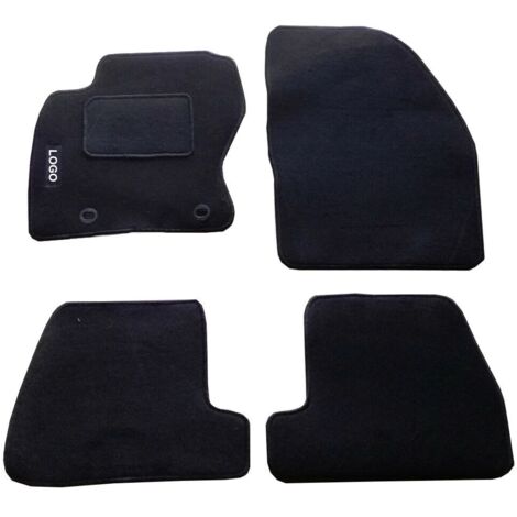 LUPEX SHOP - Tappetini auto compatibili per Fiesta dal 2008 fino al 2011 con 2 clip di fissaggio, in moquette nera, anteriori e posteriori