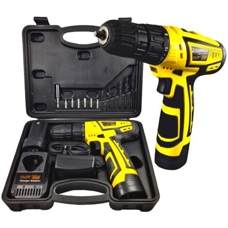 Lupex Shop - Trapano avvitatore cordless 10,8V valigetta e punte con mandrino autosserante con impugnatura morbida - EGCD10V