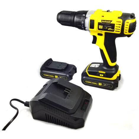 Lupex Shop - Trapano avvitatore professionale cordless 18V helved valigetta e punte con impugnatura morbida - HDLCD18V