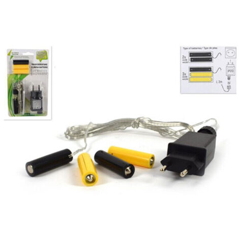 Lupex Shop - Trasformatore adatto a tutti i prodotti che funzionano a batteria, lunghezza cavo: 3m 220-240V per pile Stilo