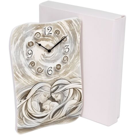 Lupia - Bomboniera con Scatola bianca OROLOGIO GEA da parete o tavolo in legno stampato SACRA FAMIGLIA 1 15x21 cm idea regalo per Matrimonio Cresima Comunione Battesimo Anniversario Compleanno