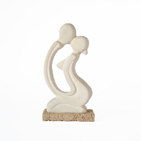 Lupia - Bomboniera Statuetta AMORINI INSEPARABILI BACIO Grande in Pietra Leccese salentina scultura decorativa soprammobile 11,5x4,5 cm Altezza 20 cm