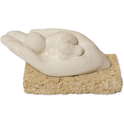 Lupia - Bomboniera Statuetta NEWBORN Grande scultura soprammobile per Battesimo nascita in Pietra Leccese 11,5x4,5 H 5,5 cm