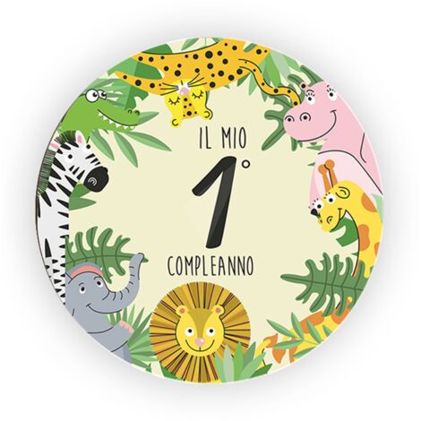 Lupia - Calamita, MAGNETI in Legno Set da 24 PEZZI D.4,5 cm 1Â° ANNO per il primo compleanno, decorazione stampata, segnaposto ricordino regalo, bomboniera confettata, pensierino