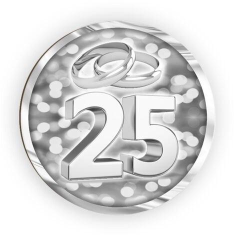 Lupia - Calamita, MAGNETI in Legno Set da 24 PEZZI D.4,5 cm 25 MATRIMONIO SILVER decorazione stampata, segnaposto ricordino regalo, bomboniera confettata, pensierino anniversario 25 anni Matrimonio