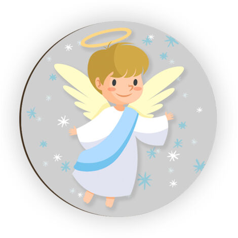 Lupia - Calamita, MAGNETI in Legno Set da 24 PEZZI D.4,5 cm ANGEL BOY con decorazione stampata, segnaposto ricordino regalo, bomboniera confettata, pensierino anniversario, evento