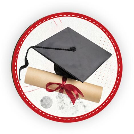 Lupia - Calamita, MAGNETI in Legno Set da 24 PEZZI D.4,5 cm LAUREA ROSSO con decorazione stampata, segnaposto ricordino regalo, bomboniera confettata, pensierino