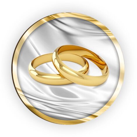 Lupia - Calamita, MAGNETI in Legno Set da 24 PEZZI D.4,5 cm MATRIMONIO GOLD con decorazione stampata, segnaposto ricordino regalo, bomboniera confettata, pensierino anniversario