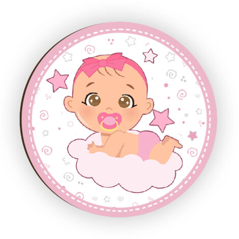 Lupia - Calamita, MAGNETI in Legno Set da 24 PEZZI D.4,5 cm NEONATA con decorazione stampata, segnaposto ricordino regalo, bomboniera confettata, pensierino Battesimo o evento