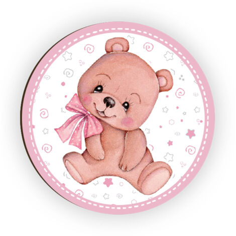 Lupia - Calamita, MAGNETI in Legno Set da 24 PEZZI D.4,5 cm ORSACCHIOTTA con decorazione stampata, segnaposto ricordino regalo, bomboniera confettata, pensierino Battesimo o evento