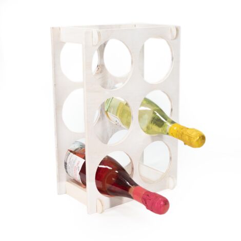 Lupia - Cantinetta BIANCA Vino Legno Grezzo Multistrato Betulla, 24,6x36,6 cm, Profondità 16 cm, Portabottiglie, Stile Minimal e Compatto, 6 Bottiglie, Made in Italy, Facile da Montare