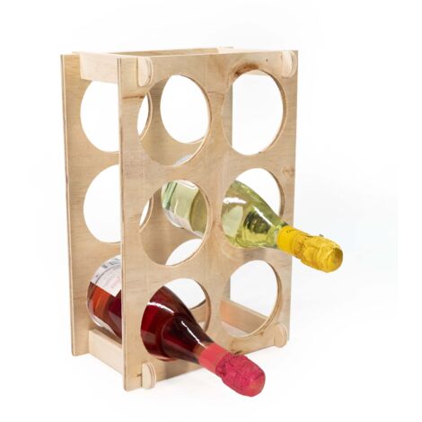 Lupia - Cantinetta NATURAL Vino Legno Grezzo Multistrato Betulla , 24,6x36,6 cm, Profondità 16 cm, Portabottiglie, Stile Minimal e Compatto, 6 Bottiglie, Made in Italy, Facile da Montare