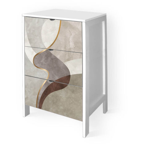 Lupia - Cassettiera Mobile Italy, Stile Minimal in Legno, 3 Cassetti, Stampa FLYER-B, Adatta a Ogni Stanza, 39x29xH60 cm, organizer Colore Bianco decorato