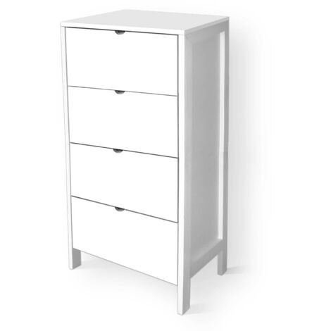 Lupia - Cassettiera Mobile Italy, Stile Minimal in Legno, 4 Cassetti, Adatta a Ogni Stanza, 39x29xH78 cm, organizer Colore Bianco