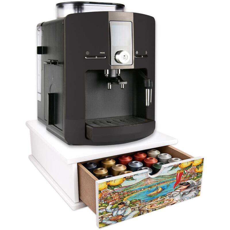 Lupia - Cassetto Porta Cialde Caffè e Porta Capsule 27x33x11 cm NAPOLI PULCINELLA