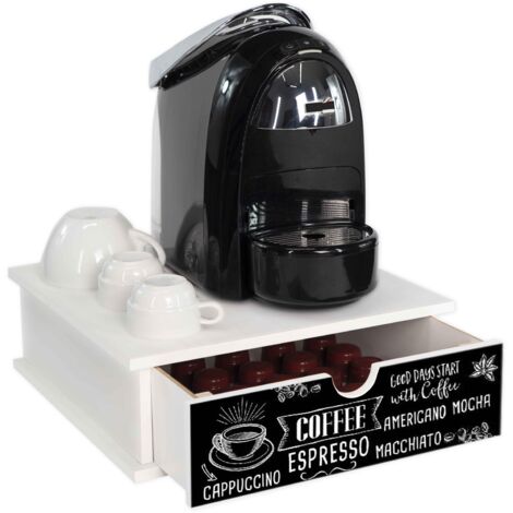 Lupia - Contenitore Cassetto Porta Capsule e Cialde caffè Cassetto ORGANIZER White BLACKBOARD lavagna 33x33 cm in legno per casa, cucina, angolo bar ufficio, multiuso