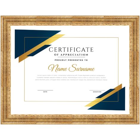 Lupia - Cornice per Attestati in Legno, ROVESCIA BAROCCO ORO, pergamene, diplomi, Compatibile Formati Vari, protezione in Acrilico, Verticale/Orizzontale, foto, stampe, da parete 70x100 cm