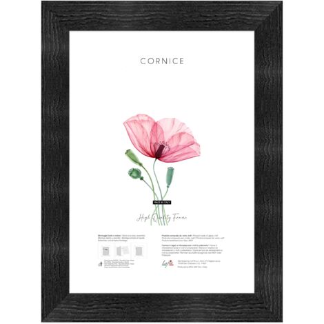 Lupia - Cornice portafoto in legno da parete shabby BOSTON BLACK nera, per stampe, pergamene diplomi, poster, quadri moderni 70x100 cm