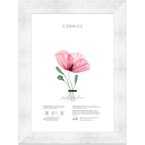 Lupia - Cornice portafoto in legno da parete shabby BOSTON WHITE bianca, per stampe, pergamene diplomi, poster, quadri moderni 30x40 cm