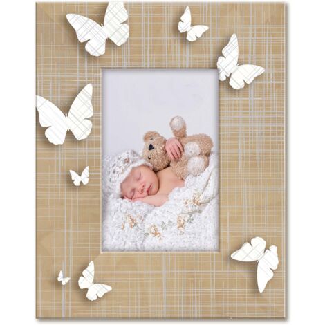 Lupia - Cornice Portafoto in Legno da tavolo FRAME BROWN Butterflies White 15x20 cm