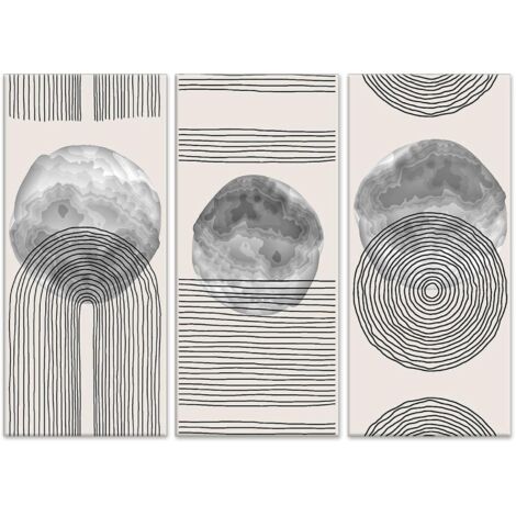 Lupia - GRANDE QUADRO Moderno 3 Pezzi 100x150 cm  Stampa su Tela LINES Geometrico Astratto  Decorazione per Soggiorno, Camera, Ufficio  Trittico Diviso in 3 Pannelli, Legno