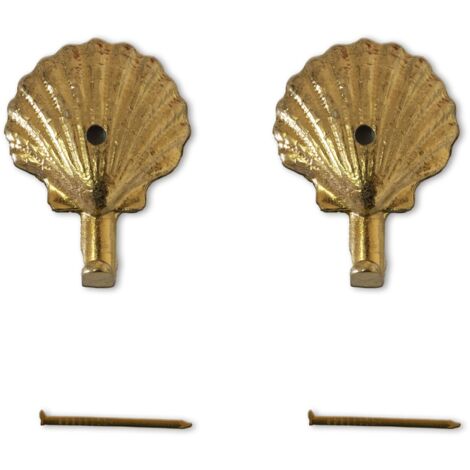Lupia - Kit 2 Ganci CONCHIGLIA GRANDE ORO, per Quadri, Specchiere e Cornici, Metallo Dorato, Include Chiodini per il Fissaggio, Adatti a tutti gli ambienti, Dimensioni 3,9x2,8 cm