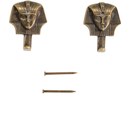 Lupia - Kit 2 Ganci FARAONE BRONZO per Quadri, Specchiere, Cornici, Metallo Artistico, Include Chiodi per Fissaggio, Adatti a tutti gli Ambienti, Dimensioni 3,1x2,8 cm