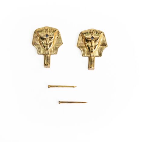 Lupia - Kit 2 Ganci FARAONE ORO, per Specchiere, Quadri e Cornici, Metallo Dorato, Adatti a tutti gli ambienti, Chiodini per il Fissaggio Inclusi, Dimensioni 3,1x2,8 cm