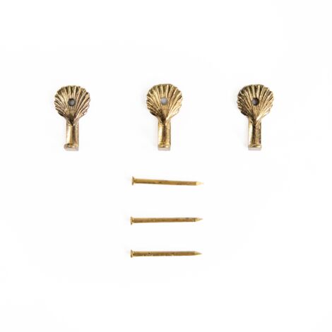 Lupia - Kit 3 Ganci CONCHIGLIA ORO PICCOLA per Quadri, Specchiere e Cornici Portafoto, Metallo Finitura Dorata, Adatti a tutti gli ambienti, Chiodini per il fissaggio Inclusi, Dimensioni 2,3x1,3 cm